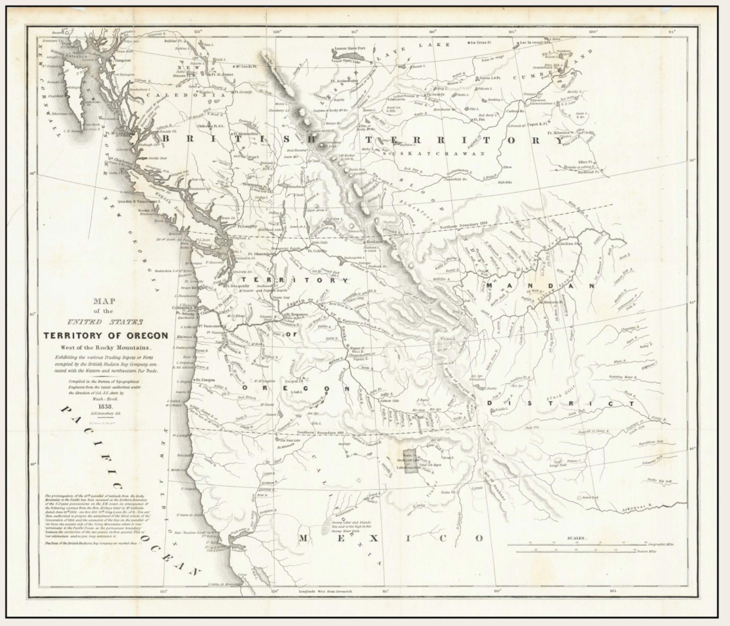 Map of the United States Territory of Oregon West of the Rocky Mountains. Hood 1838