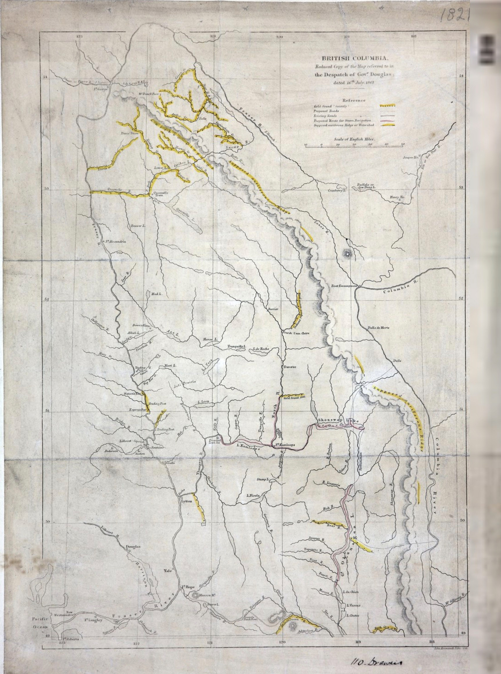 British Columbia.Reduced copy of the map referred to in the Despatch of Governor Douglas John Arrowsmith, 1861